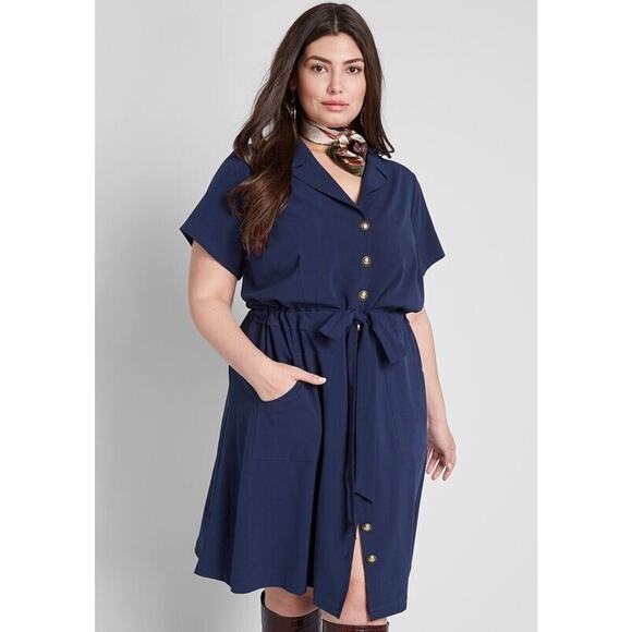 Modcloth Navy Button-Down Dress - Picture 1 of 16